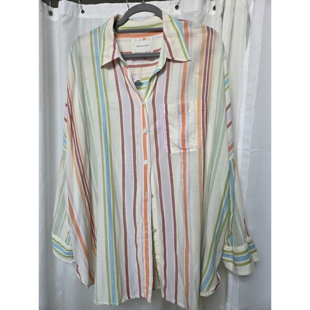 American EAGLE Striped Shirt Dress Sz Sm Button Down Cotton Oversized Shirt